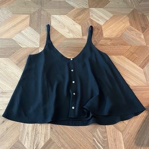 Forever 21 black loose strappy tank with white buttons